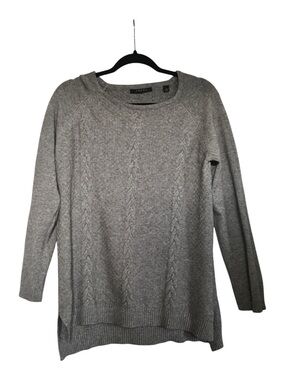 Cyrus Gray Cable Oversized Crew-Neck Sweater (Large)